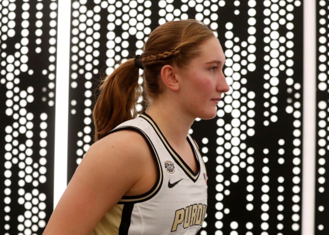 Purdue Boilermakers forward Mary Ashley Stevenson (20) makes her way to the court during the NCAA women s basketball game against the Rutgers Scarlet Knights, Tuesday, Jan. 2, 2024, at Mackey Arena in West Lafayette, Ind.