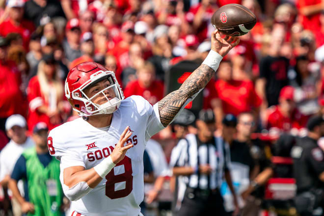 Dillon Gabriel's status for the Red River Rivalry game this weekend is up in the air after a late hit against TCU
