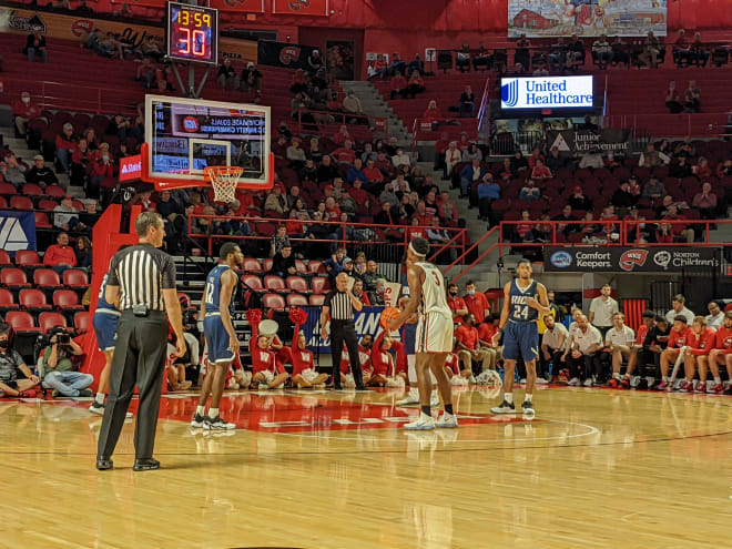 Jairus Hamilton at the free throw line versus Rice (Photo: Drew Toennies/InsideHilltopperSports.com)