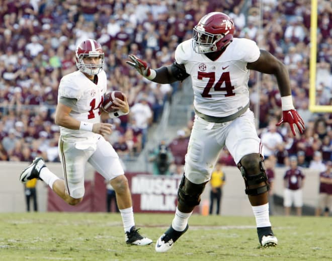 Left tackle Cam Robinson is injured in spring practice but still taking a leadership role.