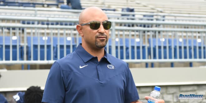 Penn State Nittany Lions receivers coach Taylor Stubblefield at preseason media day.