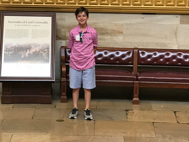 My son, Carson, poses inside the U.S. Capitol rotunda Friday.