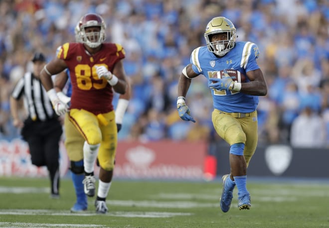 UCLA running back Joshua Kelley rumbled for 289 rushing yards and 2 TDs last season against USC.
