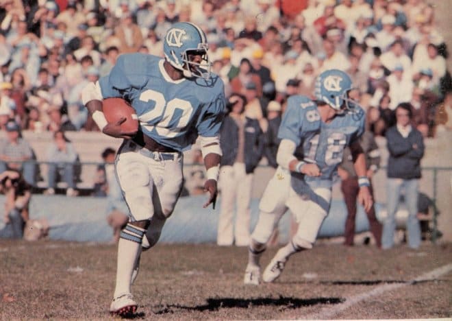 "Famous" Amos Lawrence had such a tremendous imapct on UNC football, his name fits into this spot in our series.