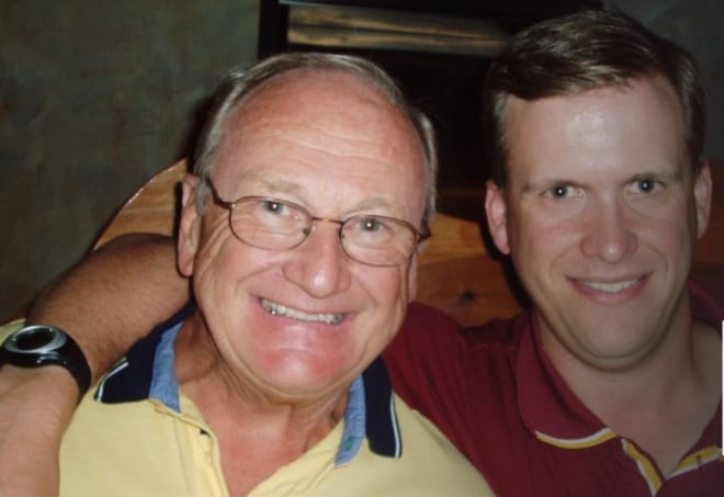 Former Michigan Wolverines coach Bo Schembechler, left, with his son, Shemy. Bo Schembechler passed away in 2006.