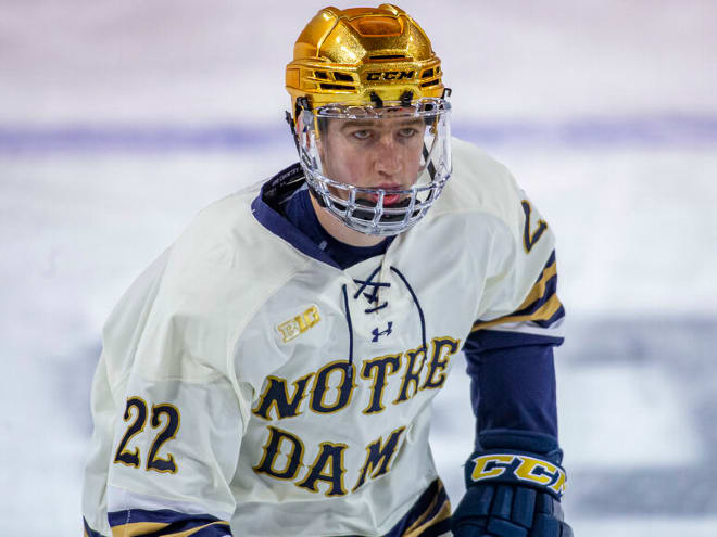 File photo of Notre Dame forward Jack Adams, who scored the lone Irish goal in a 2-1 loss at Michigan in the Big Ten Tournament semifinals.