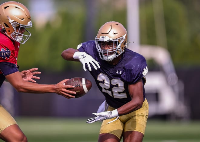 Penn State running back transfer Devyn Ford (22) has put together an impressive training camp in his early time at ND.