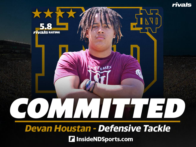 Four-star defensive tackle Devan Houstan, a 2023 recruit, announced his commitment to Notre Dame on Saturday.