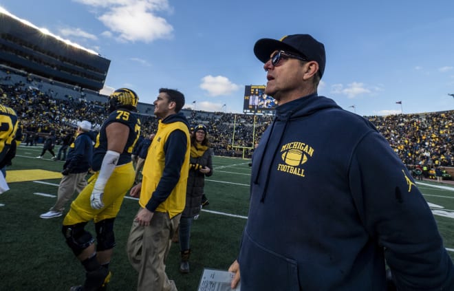 Michigan Wolverines football head coach Jim Harbaugh has won 49 games in six seasons (2020 was a shortened campaign) at U-M.