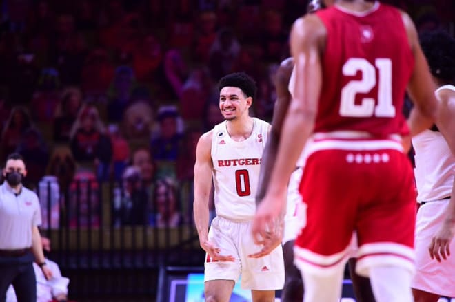 Rutgers G Geo Baker is all smiles against Indiana