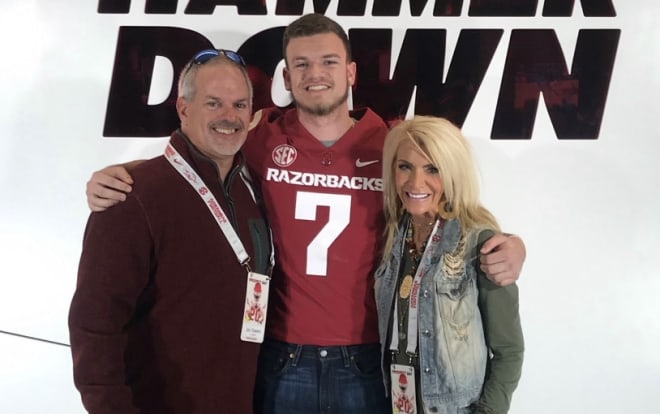 Robinson High School LB JT Towers and his family on a visit to Arkansas.