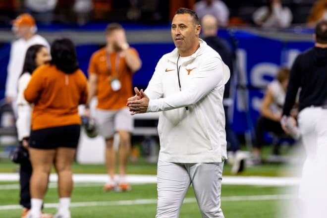 Texas Longhorns head coach Steve Sarkisian walks on the field before the 2024 Sugar Bowl college football playoff semifinal game against the Washington Huskies at Caesars Superdome. Photo | Stephen Lew-USA TODAY Sports