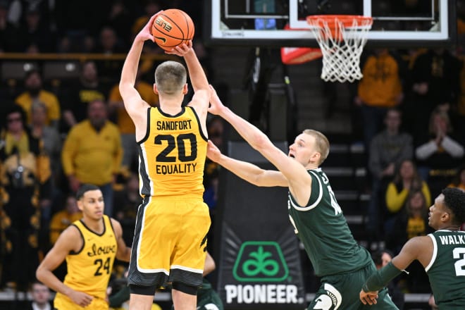 Payton Sandfort connects on a game-tying three-pointer against Michigan State. 