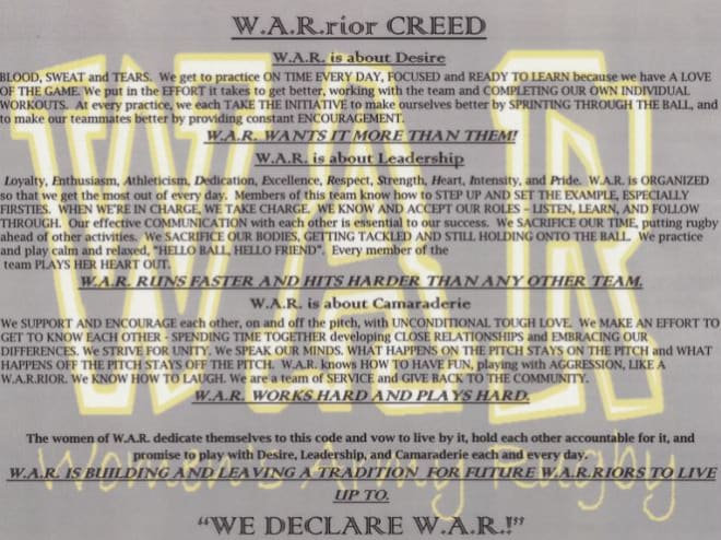 The original W.A.R.rior’s Creed circa 2002