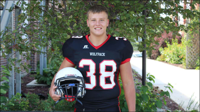 A returning all-district player and a good bet to be one of Class D-1's best linebackers in 2017, EPPJ's Liam Heithoff (38) is part of our Getting to Know series. (Photo by Antelope County News & Events)