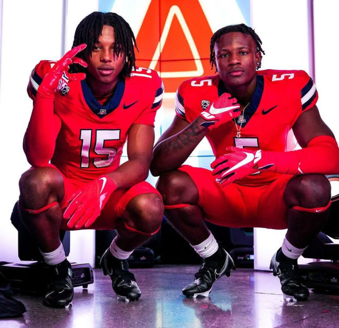 Stacy Bey (right) and Rahim Wright both visited Arizona last weekend and decommitted from San Diego State this week.