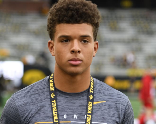 Class of 2021 linebacker commit Jaden Harrell has been a frequent visitor to Iowa City this season.