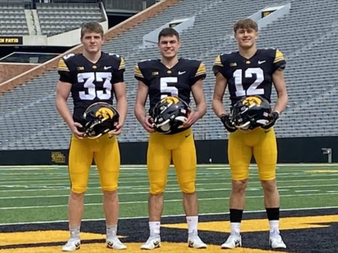 From left to right are Iowa signees at linebacker, Cam Buffington, Preston Ries an Derek Weisskopf.