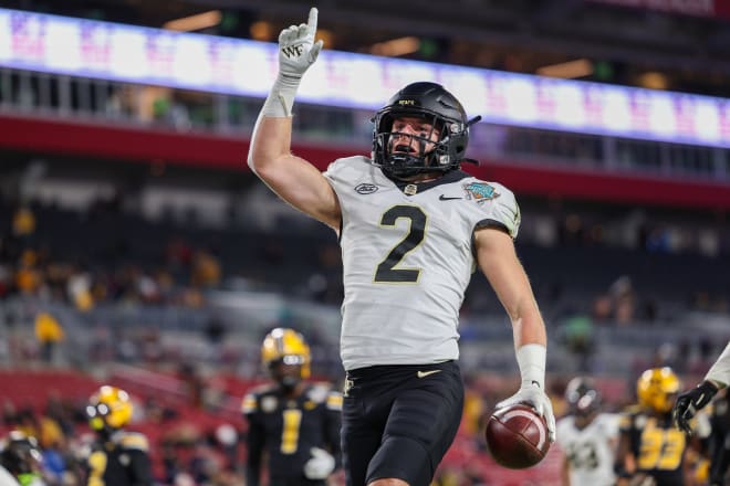 Wake Forest's Taylor Morin scores a touchdown against Missouri in the Gasparilla Bowl. 