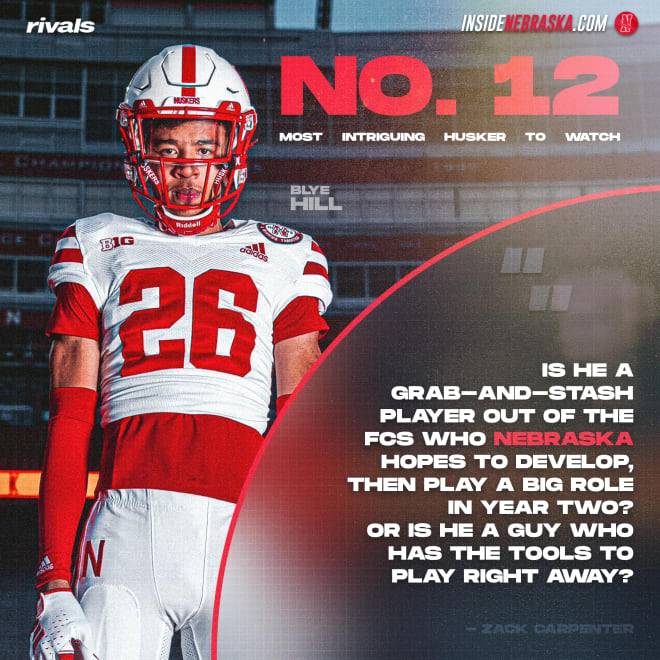 Nebraska football defensive back Blye Hill