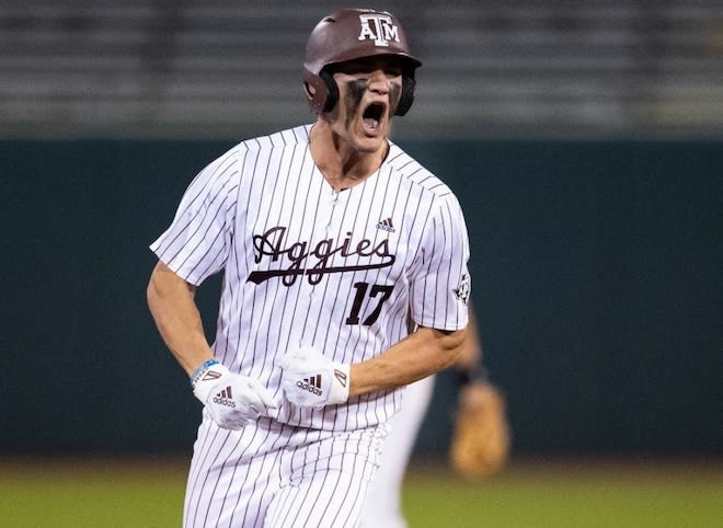 Jace LaViolette and the Aggies look to begin a run to Omaha Friday. (Texas A&M Athletics)