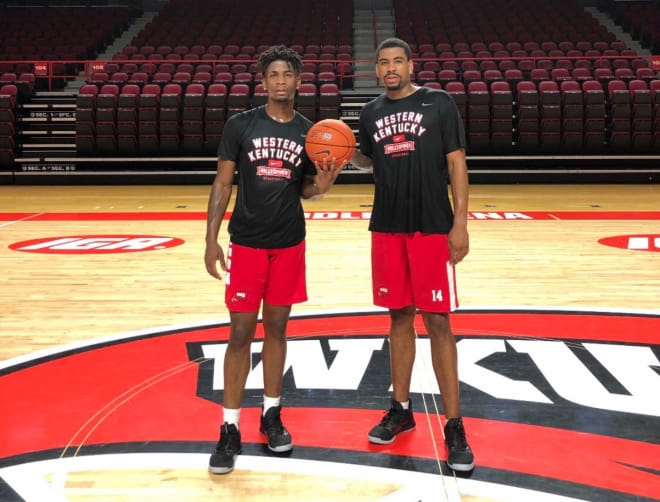Selton Miguel (left) poses with Rifen Miguel (right) during their official visits to Western Kentucky