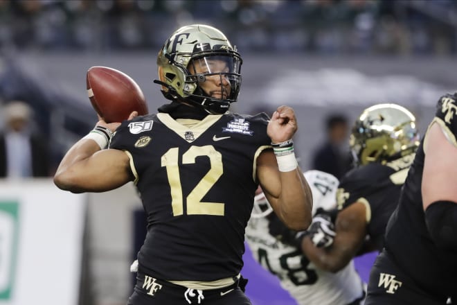 Jamie Newman attempts a pass back at his previous school Wake Forest. 