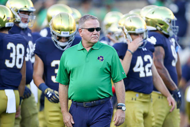 Brian Kelly and the No. 8-ranked Irish try to improve to 3-0 this afternoon.