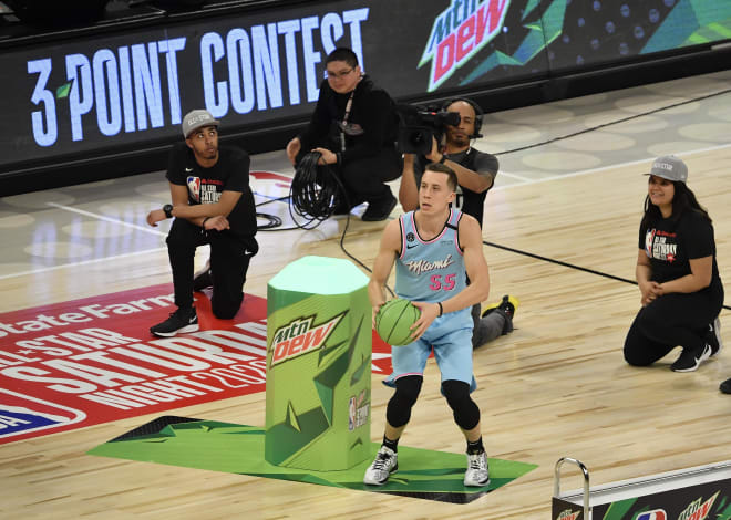 Former Michigan Wolvrine and current Miami Heat player Duncan Robinson was in the NBA's Three-Point Contest.