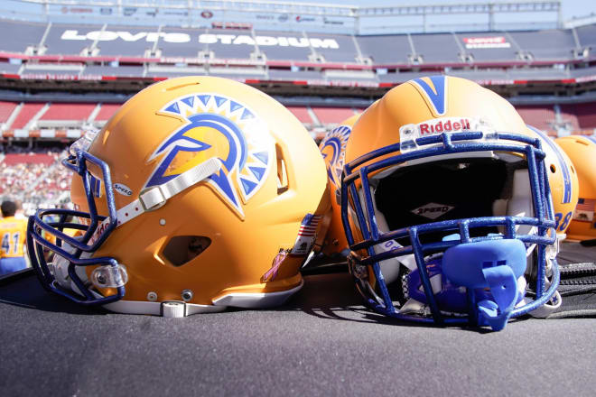 San Jose State Spartan helmets.