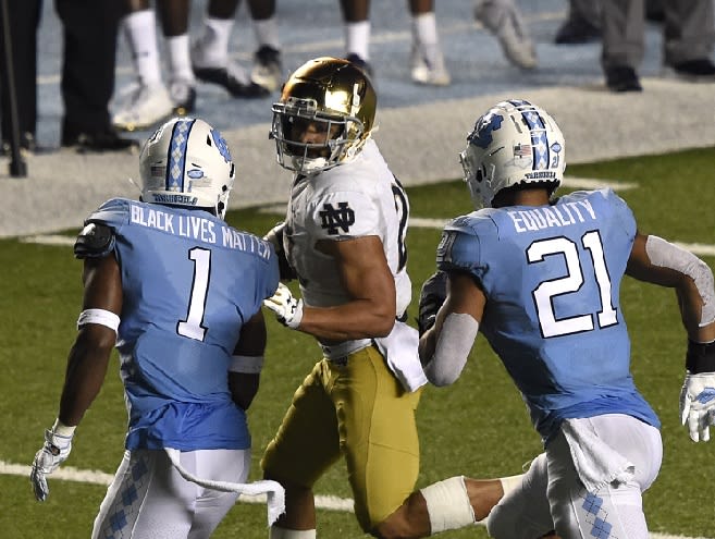 The Tar Heels lost, 31-17, to the Fighting Irish in Chapel Hill two seasons ago.