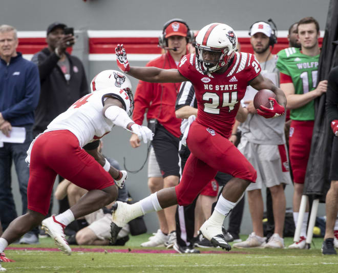 Early enrollee Zonovan Knight was the star of the spring game, carrying the ball 17 times for 139 yards and one touchdown.
