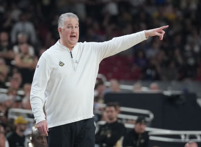 Apr 8, 2024; Glendale, AZ, USA; Purdue Boilermakers head coach Matt Painter reacts against the Connecticut Huskies in the national championship game of the Final Four of the 2024 NCAA Tournament at State Farm Stadium. Mandatory Credit: Robert Deutsch-USA TODAY Sports © Robert Deutsch-USA TODAY Sports