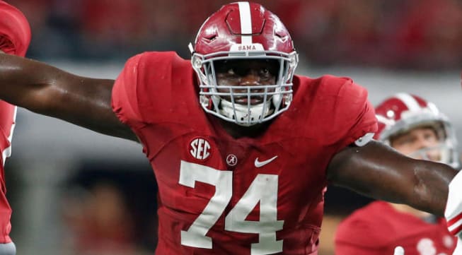 Former Alabama offensive lineman Cam Robinson is projected as a first-round pick in this year's NFL Draft