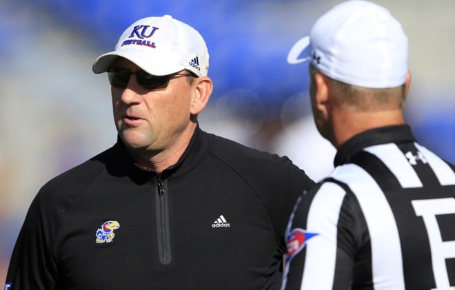 Beaty gets an explanation from the referee during the Texas Tech game