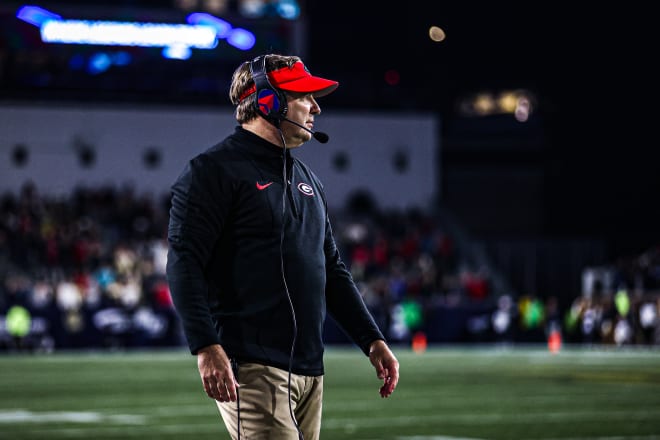 Georgia head coach Kirby Smart during Georgia’s game against Georgia Tech at Bobby Dodd Stadium in Atlanta, Ga., on Saturday, Nov. 25, 2023.(Kari Hodges/UGAAA)