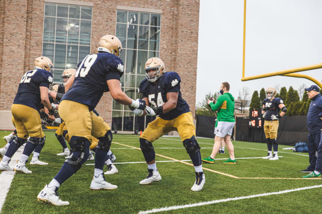 Notre Dame Fighting Irish football freshman offensive tackle Blake Fisher 