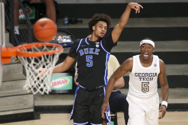 Jaemyn Brakefield watches as his buzzer beating shot in regulation misses.