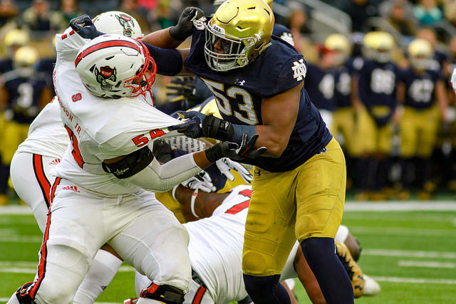 Sophomore end Khalid Kareem and the Notre Dame defense held NC State to 89 yards total offense in the second half during the 35-14 Irish win.
