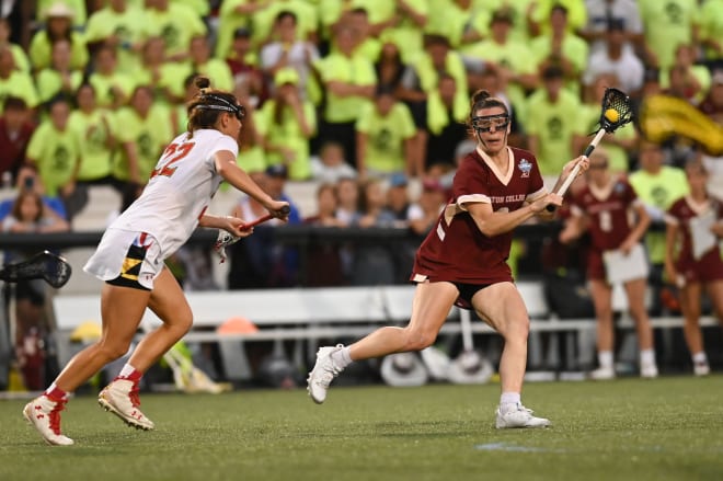 Charlotte North prepares to pass during BC's 17-16 Final Four win over Maryland.