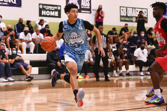 Colorado commit K.J. Simpson brings the ball up during the 2020 Pangos All-American Festival held in Chandler, Ariz.