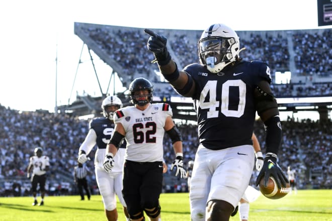 Penn State Nittany Lions football's Jesse Luketa came away with a pick 6 against Ball State