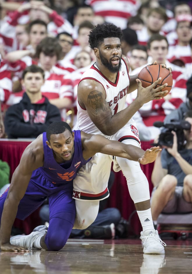 Fifth-year senior post player Lennard Freeman gets one of NC State's 11 steals.