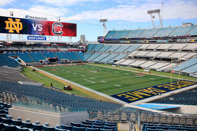 TIAA Bank Field is expected to be at or near capacity Friday for the Gator Bowl matchup between Notre Dame and South Carolina.