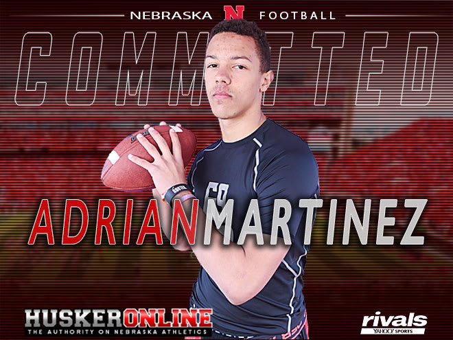 Rivals250 quarterback Adrian Martinez committed to Nebraska following an in-home visit with head coach Scott Frost on Tuesday night.