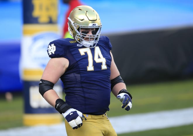 Liam Eichenberg is the latest Notre Dame offensive lineman to become a high-round draft pick.