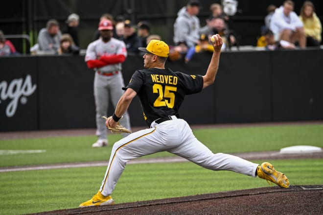 Dylan Nedved threw a gem in Iowa's 12-0 win over Indiana. 