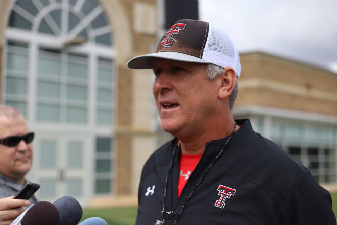 Texas Tech defensive coordinator Keith Patterson talks to the media Monday afternoon following practice.