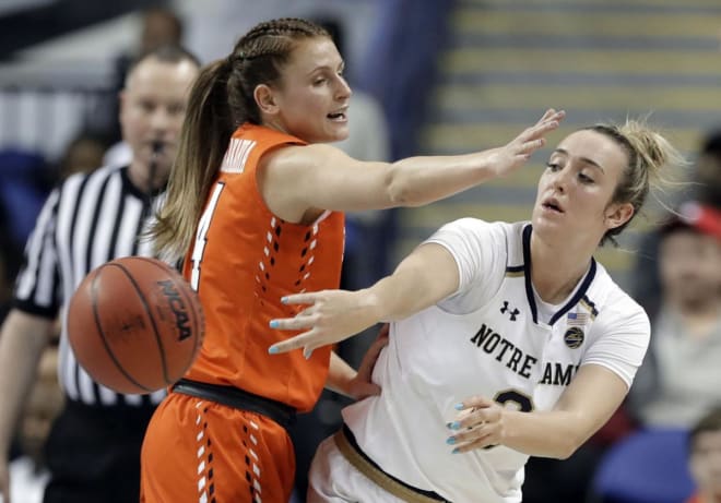 Marina Mabrey's four three-pointers in the 91-66 win versus Syracuse set a new Notre Dame career record.