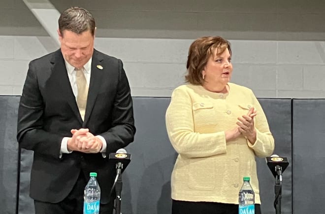 Mizzou AD Laird Veatch and Board of Curators Chair Robin Wenneker